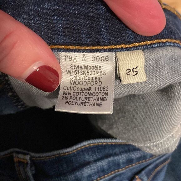 rag & bone Women's High Rise Jeans - Dark Blue skinny - Picture 9 of 10